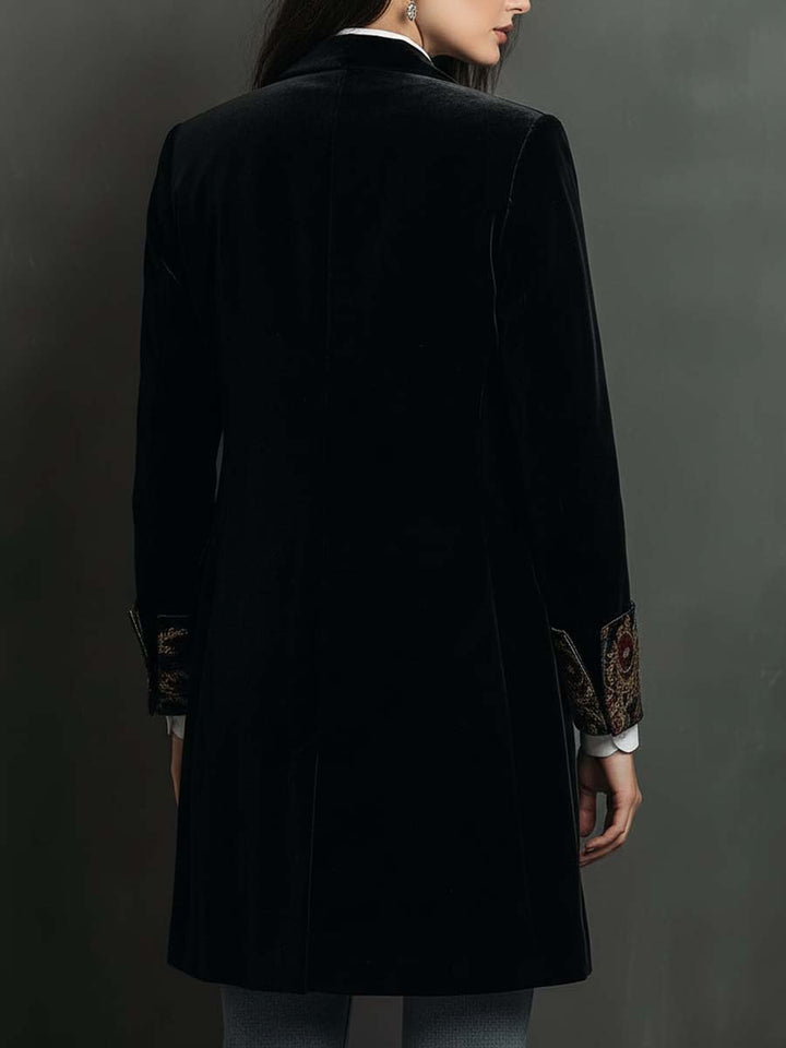 Léontine | Figursyet sort blazer med barokprint