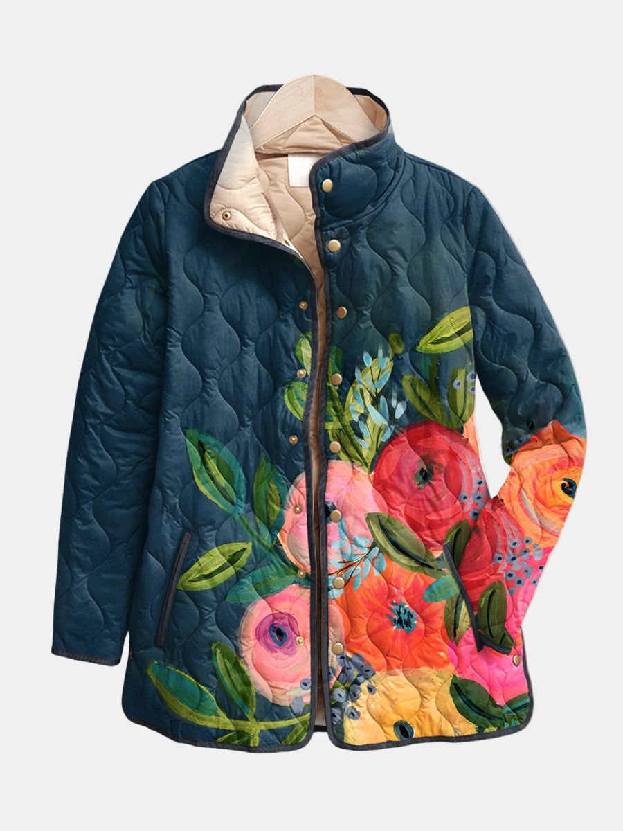 AVELOIRE | Veste Matelassée Fleurs Peintes Camille
