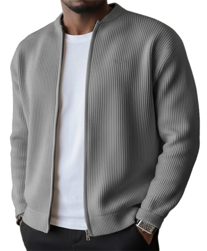 Ribbet cardigan med lynlås DONACCI