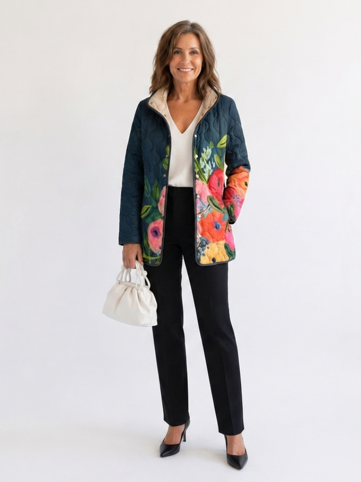 AVELOIRE | Veste Matelassée Fleurs Peintes Camille