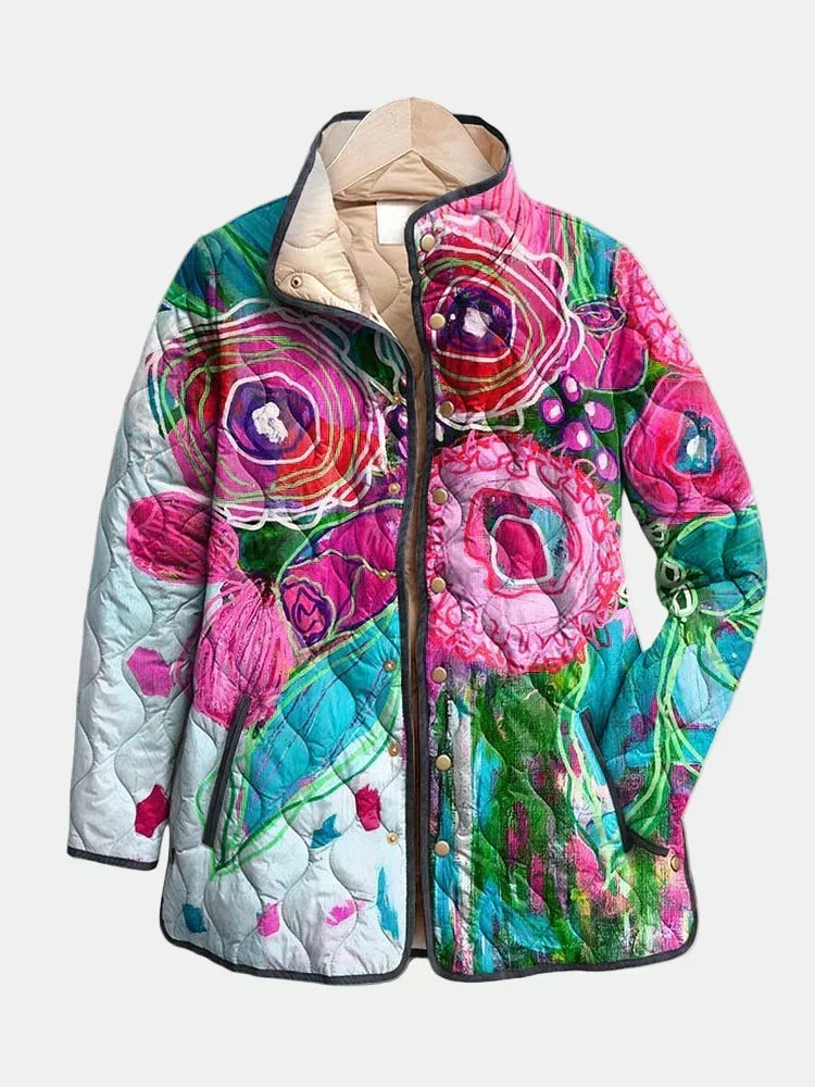 NORDLYS | Quiltet jakke med akvarelblomster Lucie