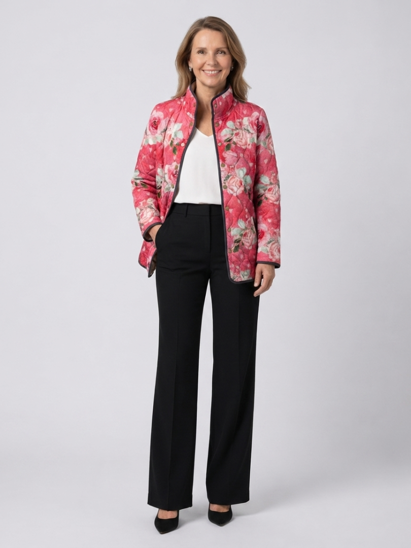 AVELOIRE | Veste Matelassée Roses Poudrées Christine