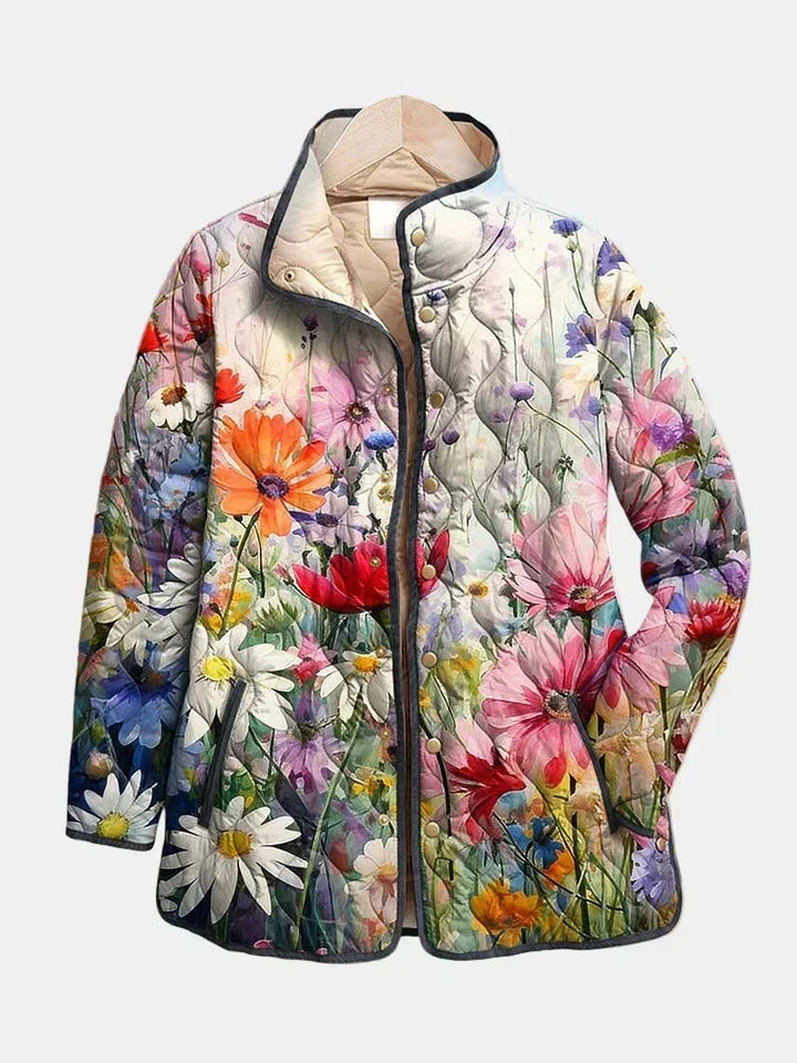 NORDLYS | Quiltet jakke med markblomster Manon