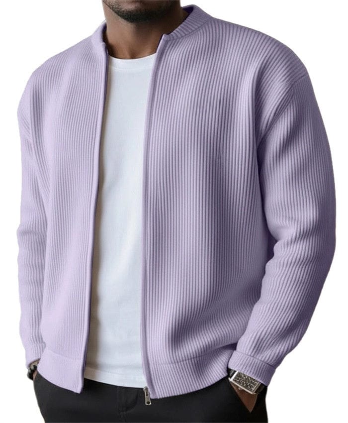 Ribbet cardigan med lynlås DONACCI