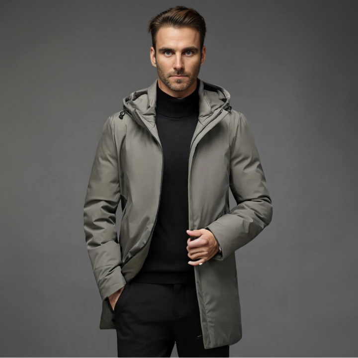 Herre Vandafvisende Hættejakke til Vinter, Slim Fit