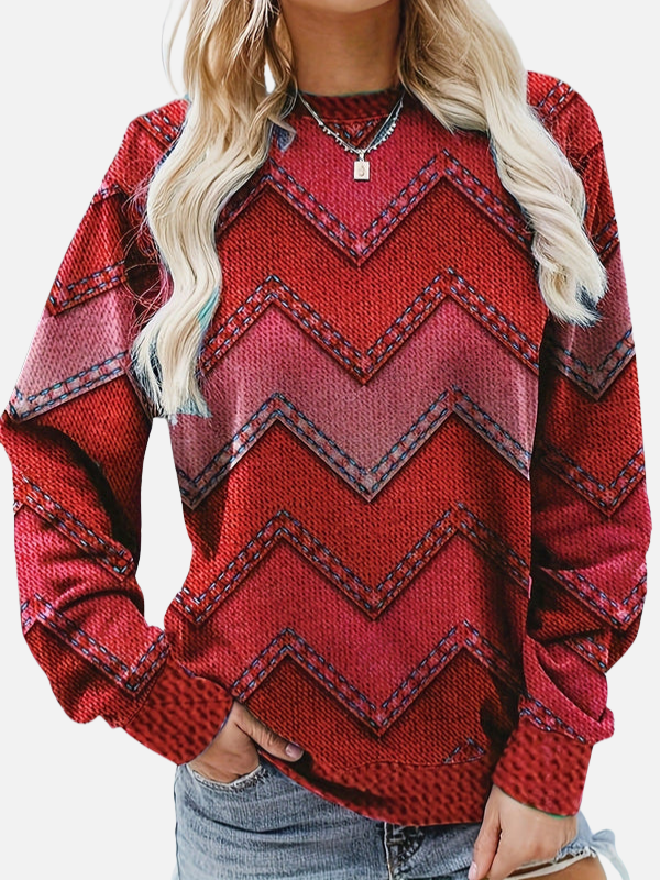 Pia | Mønstret sweatshirt med zigzag