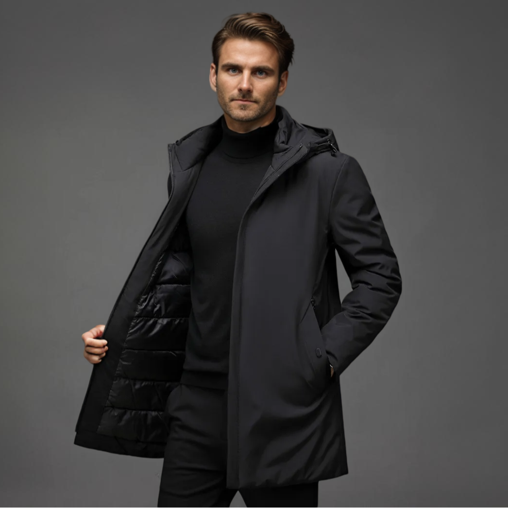 Herre Vandafvisende Hættejakke til Vinter, Slim Fit