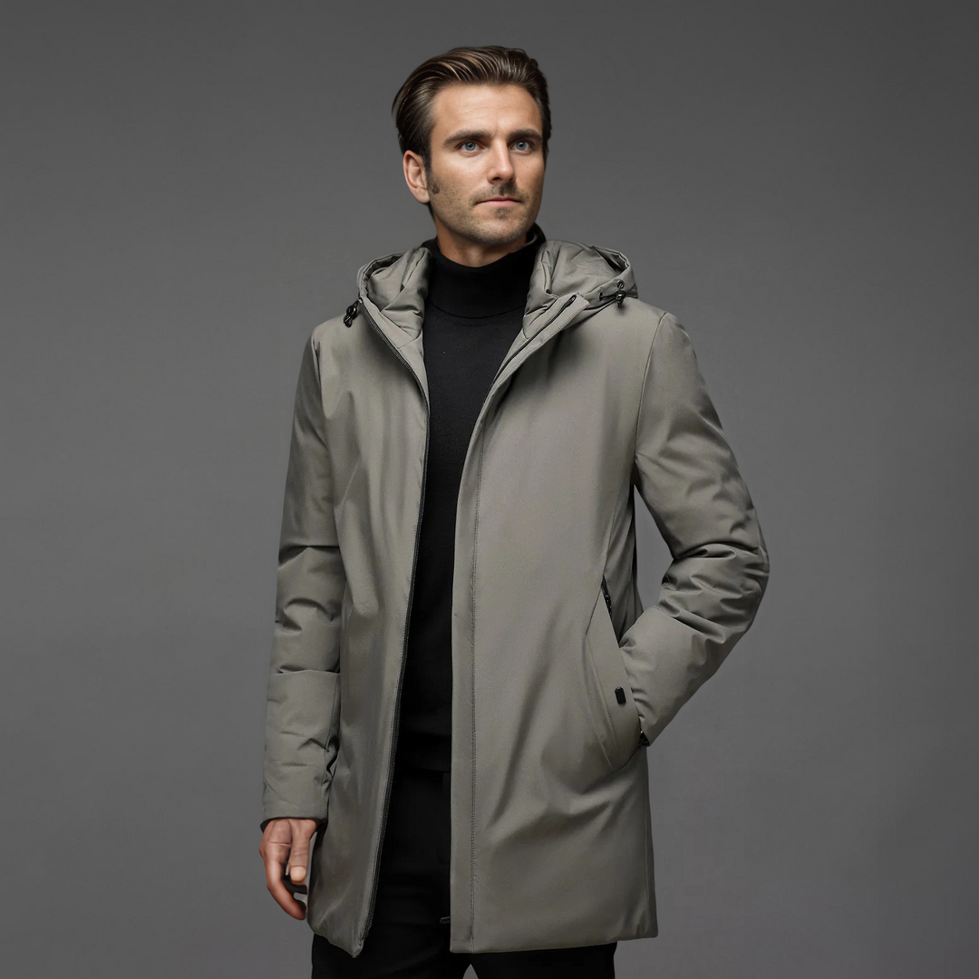 Herre Vandafvisende Hættejakke til Vinter, Slim Fit