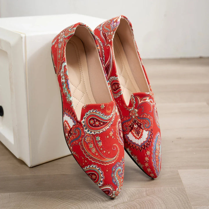 Bretagne | Boho-mokkasiner i paisley med spids snude