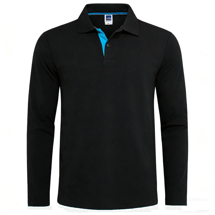 Langærmet herre-poloshirt med knapstolpe og kontrastdetaljer | Nordlys Copenhagen