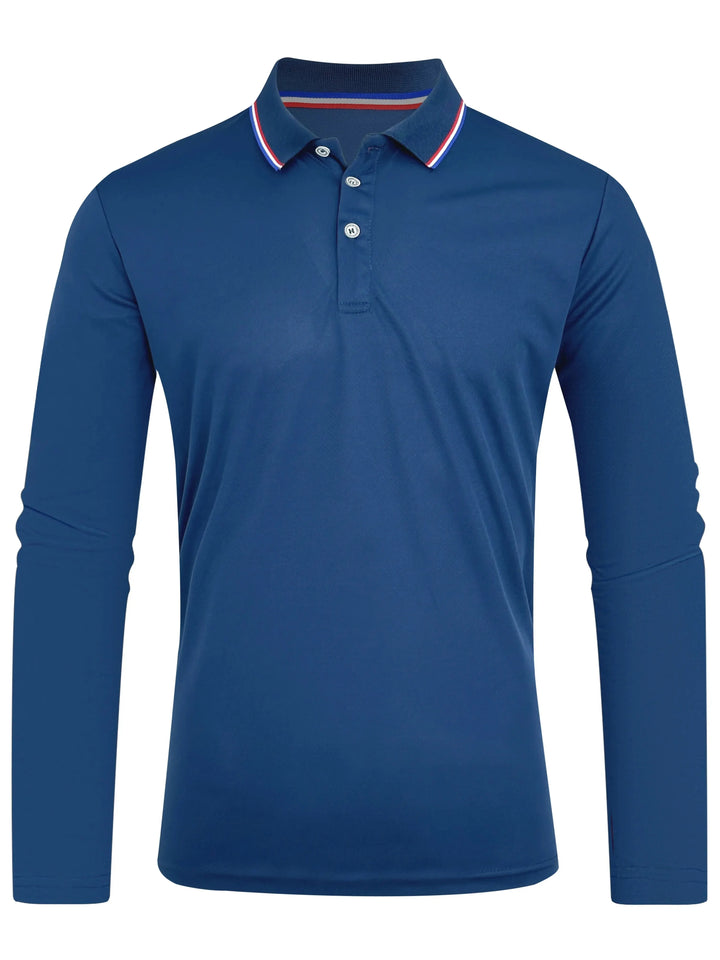 Langærmet herre-poloshirt med knapstolpe og kontrastkrave | Nordlys Copenhagen