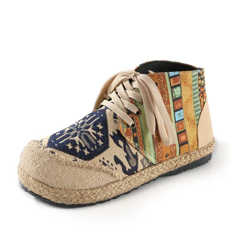 Zara | Boho snøresko med vævede ankeldetaljer