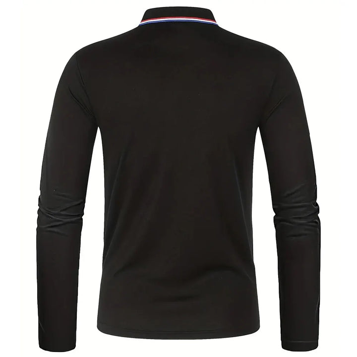 Langærmet herre-poloshirt med knapstolpe og kontrastkrave | Nordlys Copenhagen