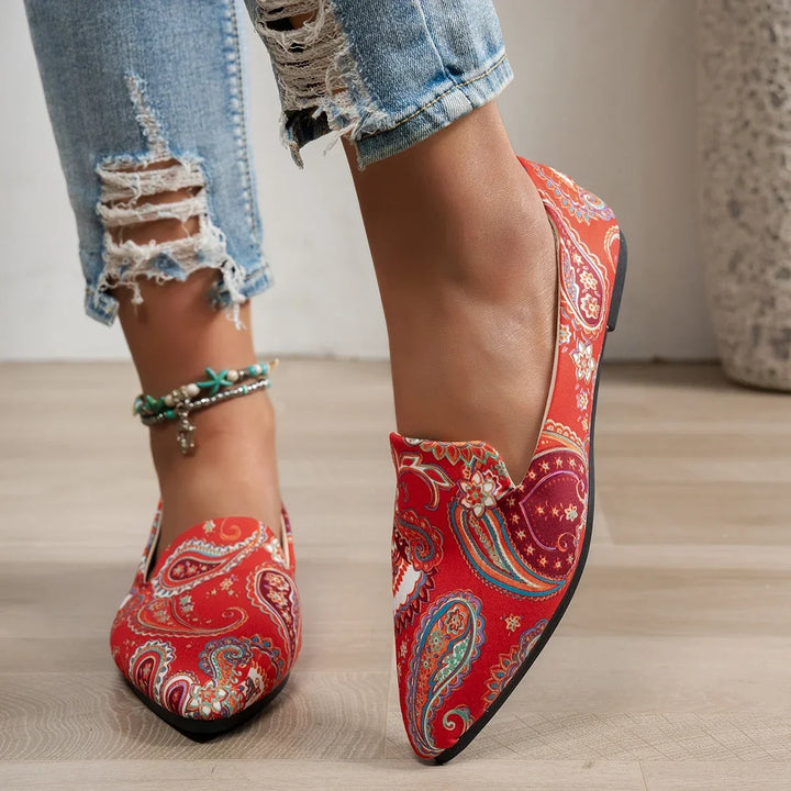 Bretagne | Boho-mokkasiner i paisley med spids snude