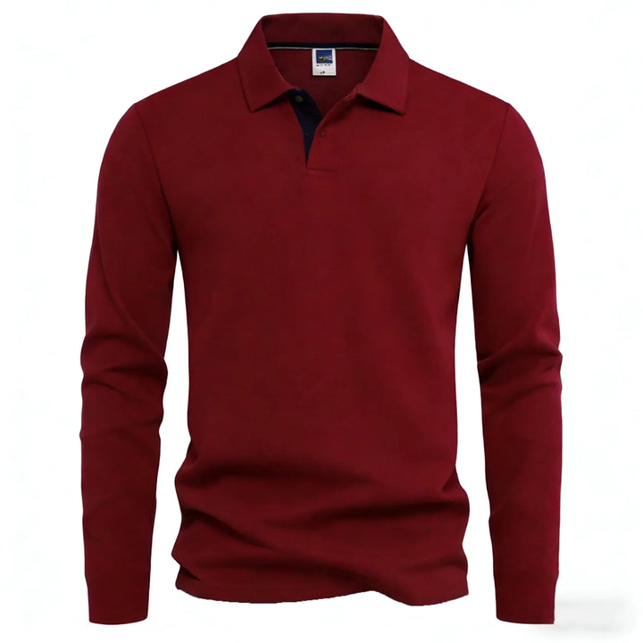 Langærmet herre-poloshirt med knapstolpe og kontrastdetaljer | Nordlys Copenhagen