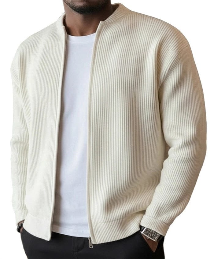 Ribbet cardigan med lynlås DONACCI
