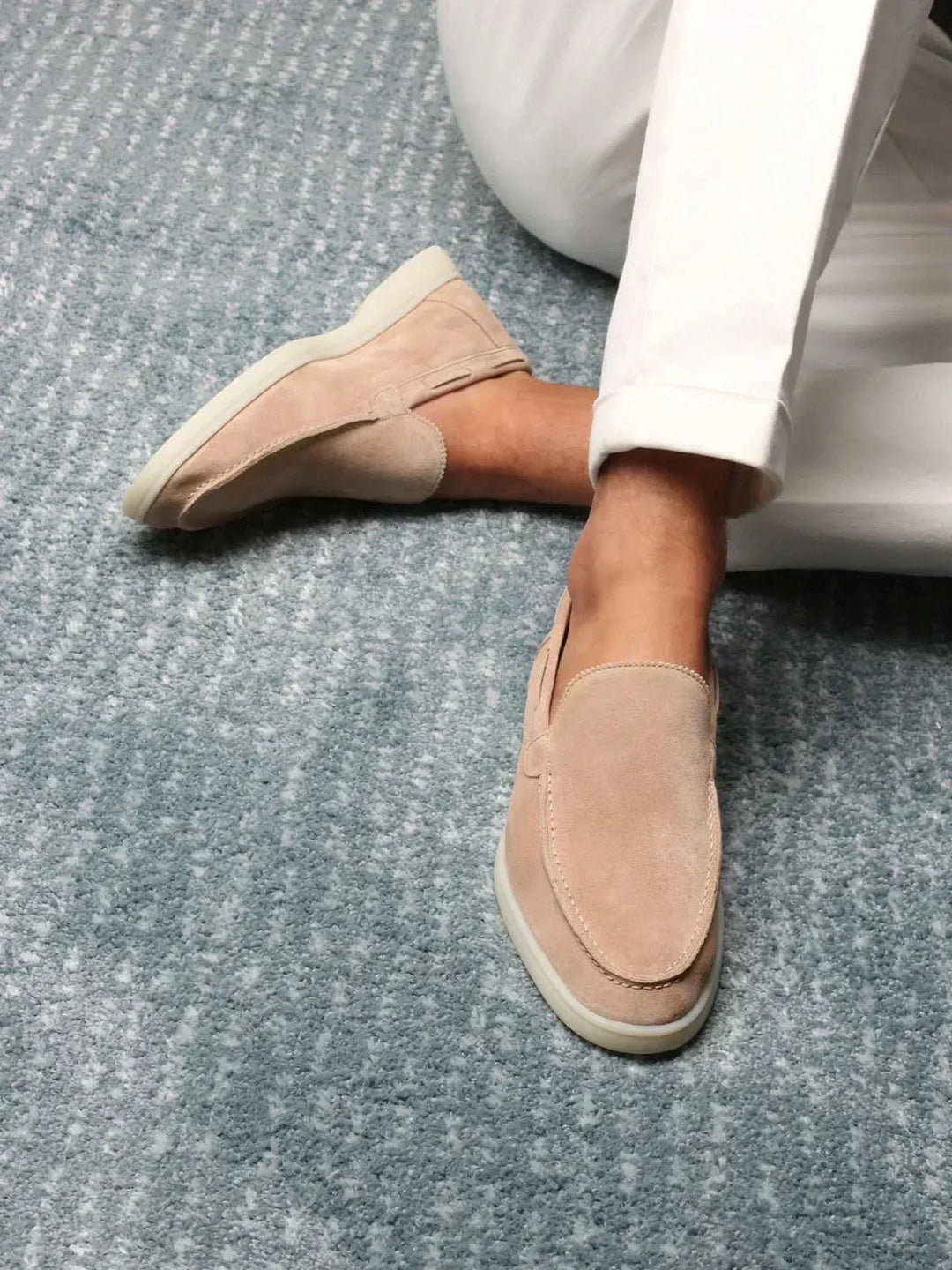 Klassisk ruskindsmokkasin – beige