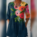 Genevieve | Lang bluse med V-udskæring